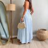 2026 New European and American Cross-border Women's Leisure Vacation Style Elegant Striped Neck Strap Backless Long Dress
