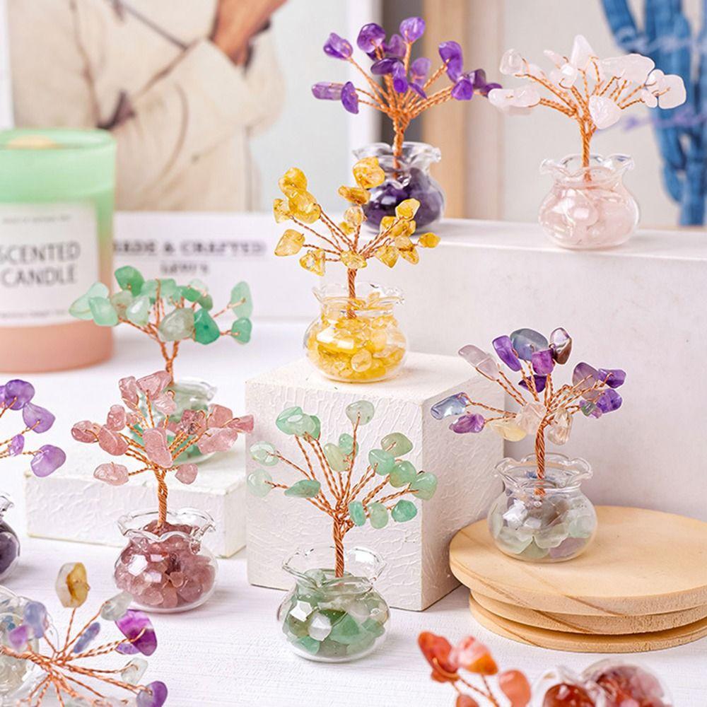 Positive Energy Natural Aventurine Bonsai Handmade Gemstone Healing Tree  Birthday Gifts