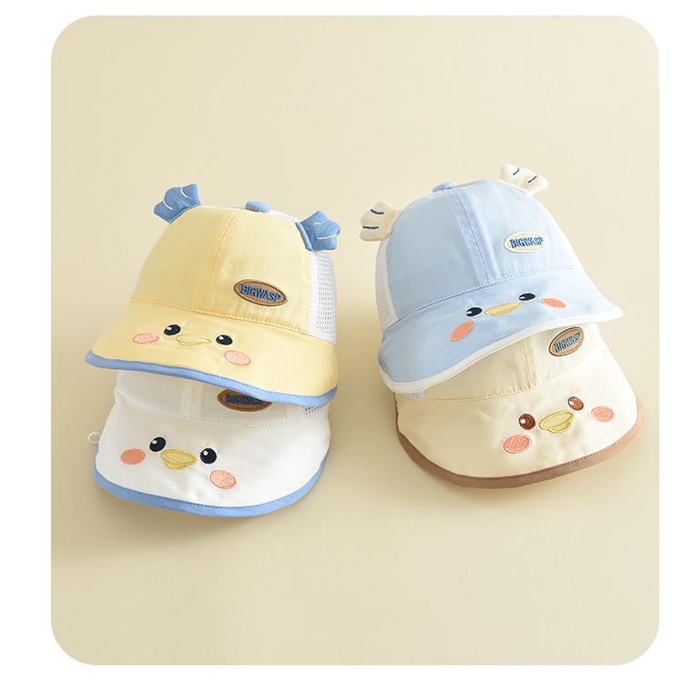 Cute Cartoon Semi-Mesh Children's Windproof Sun Hat - Versatile Outdoor Bucket Hat for Babies