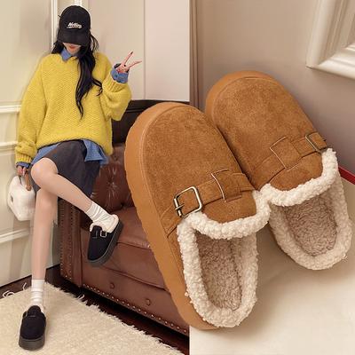 Men's and Women's Plush Slippers - Warm and Warm Countertop Cotton Winter Home Slippers Thick Bottom Casual Indoor Shoes