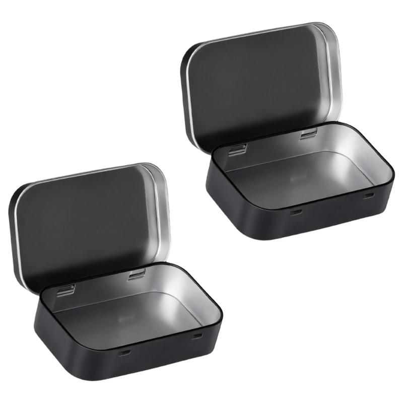 2 Pieces Retro Styles Iron Storage Tins Flips Open Lid Decorative Household Organizers Boxes чёрный 589₽