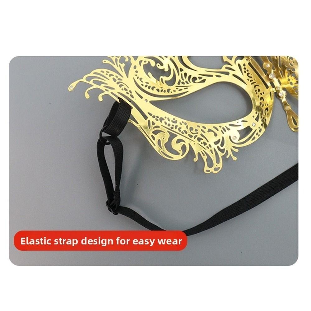 Exquisite Adjustable Masquerade Mask Handheld Metal Mesh Dress Up Mask Side Flower Tassel Decor Half Face Mask Masquerade Ball