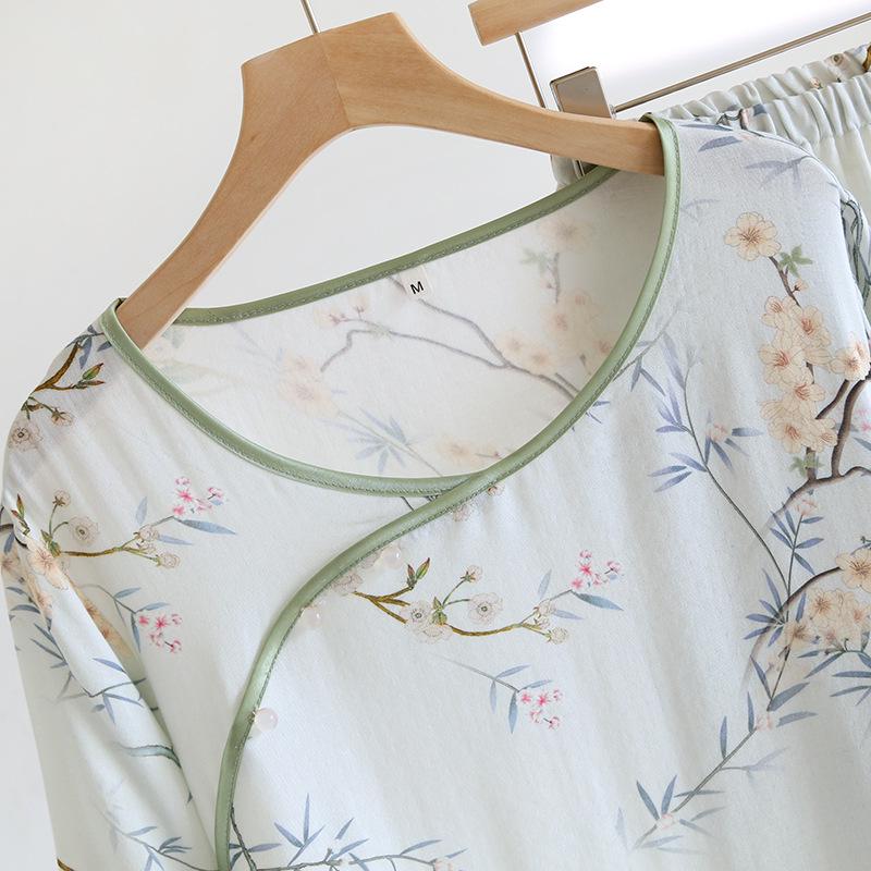Women's Bamboo Fiber Chinese Style Pajama Set - Spring/Summer Cool Comfort