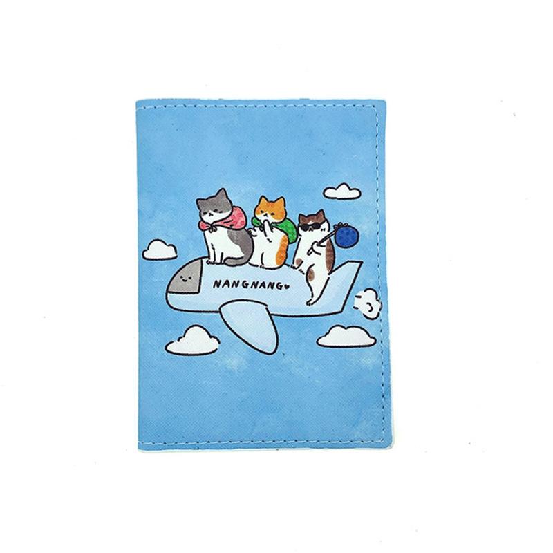 

Cute Cat Pattern Passport Holder Overseas Travel Accessories Leather Passport Wallet Women ID Card Credit Card Passport Cover