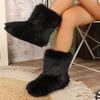 Warm women's shoes new European and American colors plush medium tube snow boots women's large size fluffy women's boots non-slip