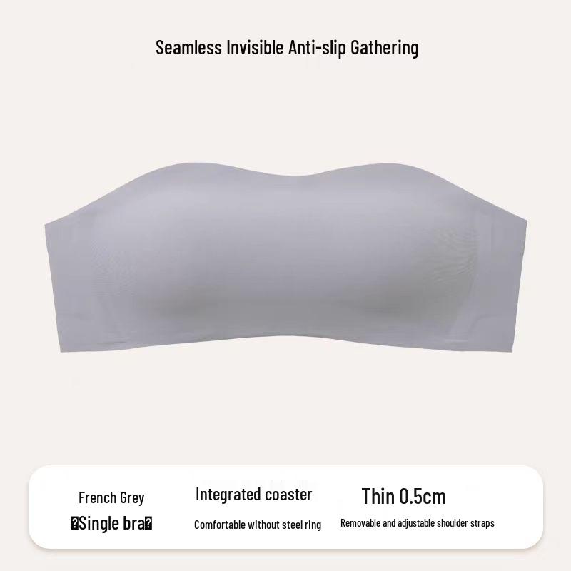 Strapless Non-slip Women s Seamless Bandeau Bra - Summer Invisible Anti-exposure Design M