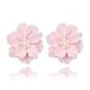 Big White Camellia Flower Imitation Pearl Stud Earring for Women Elegant Korean Sweet Resin Ear Wedding Party Jewelry