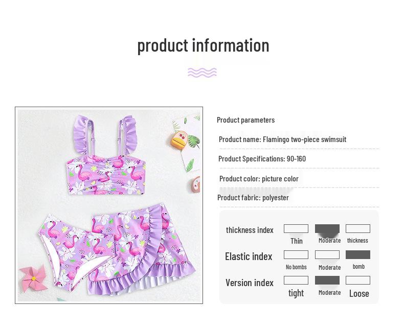 2025 Girls' Three-Piece Purple Swimsuit Set - Split Swimwear for Small To Medium Children
