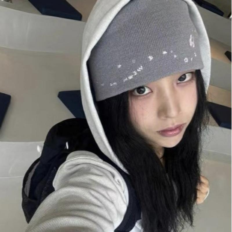 Koreanische Süße und Coole Mädchen Stern Bestickte Strickmütze für Damen Vielseitige Baotou Wollene Kälte Mütze Herbst und Winter