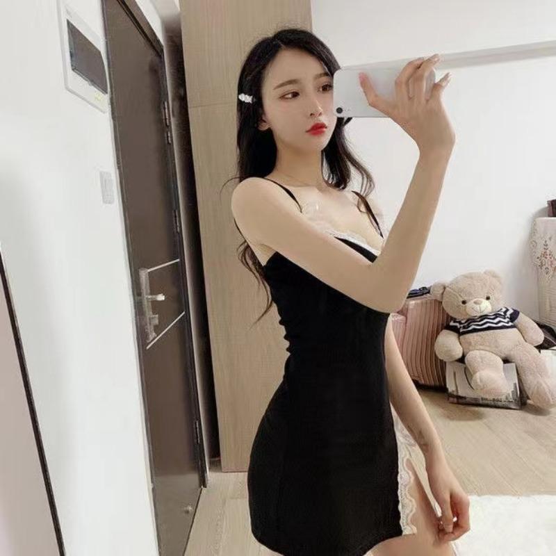 Dámské krajkové sexy noční šaty Dámské sexy noční košilky s mašlí Noční oblečení Jarní Letní Noční spací šaty Dámské pyžamové šaty
