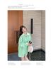 Spring/Summer Color Block Shirt & Elastic Waistband Shorts Set for Women