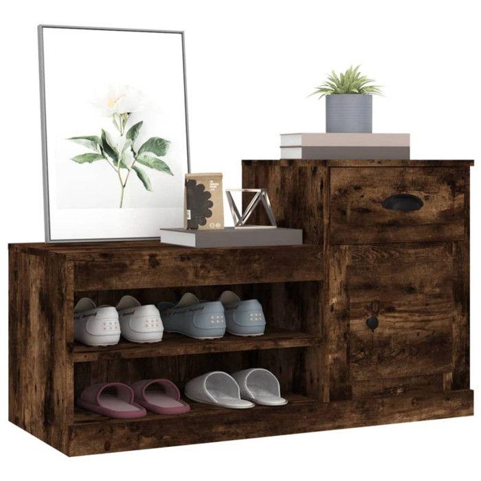 VidaXL Armoire à chaussures chêne fumé 100x42x60 cm bois d'ingénierie 816421
