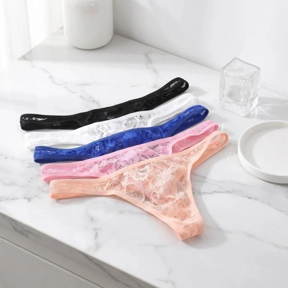 Underpants Men Lace Hollow Thongs Thin Mesh Male Briefs Men's Sheer Lace Panties Summer