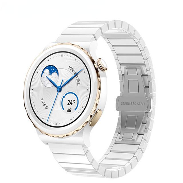 

22mm 20mm Ceramic Strap For Huawei Watch GT3 Pro 46mm/43mm Metal Bracelet Wristband For Samsung Watch 5/4/3 Amazfit GTR/Stratos Self-test width 22mm білий