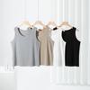 Plus Size Threaded Cotton Round Neck Vest - Spring/Summer Elastic Camisole for Women