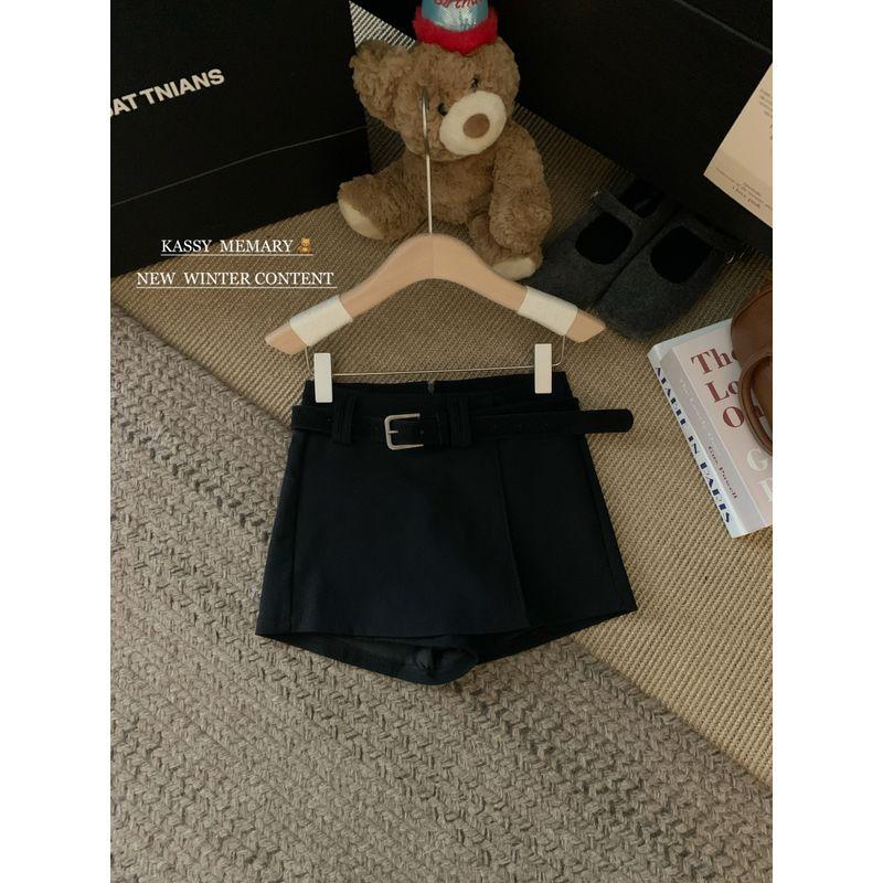 Kumikumi Old Qian Style American Retro Pure Color All-Matching Casual Pants Women's Clothing Autumn High Waist Show Elegant Thin Pantskirt