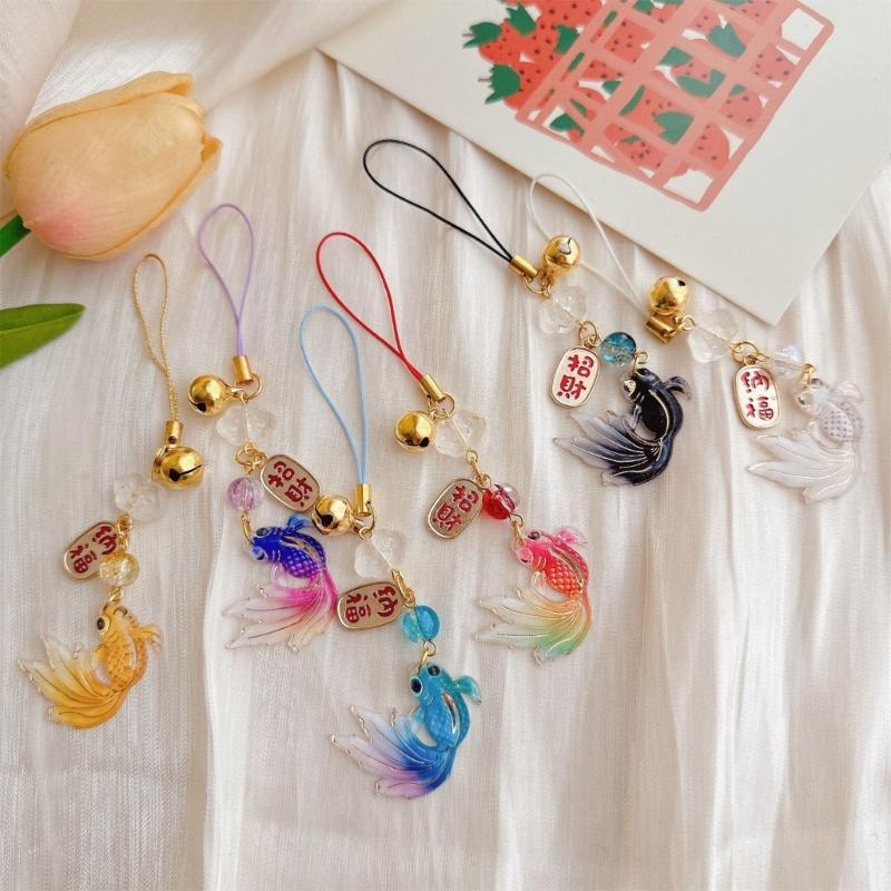 Pingente Charm de Celular Colorido Peixe Estrela com Miçangas Feito à Mão Acrílicos Resistentes Acessório de Moda para um Visual Trendy Uso Diário