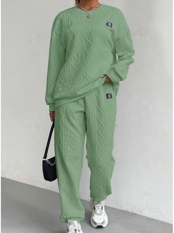 2024 Autumn/Winter Women's Jacquard Long-Sleeve Sweatshirt and Pants Set