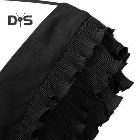 Dámské večerní šaty Nízký střih s výstřihem do V s létajícími rukávy Vrstvený nařasený plisovaný vysoký pas Jednobarevné Jednobarevné Šaty na podlahu Prom Cocktail Party Maxi šaty