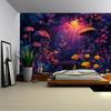 Tapestry, Psychedelic Forest Mushrooms, Room Decoration, Starry Sky, Plants, Cartoons, Bedroom Art Decoration Wall Hanging Cloth