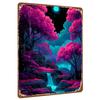 Traumhaft Rosa Lila Mondbeschienener Wald Wasserfall Metallblechschild Wohnzimmer Schlafzimmer Arbeitszimmer Heimdekor Wandkunst