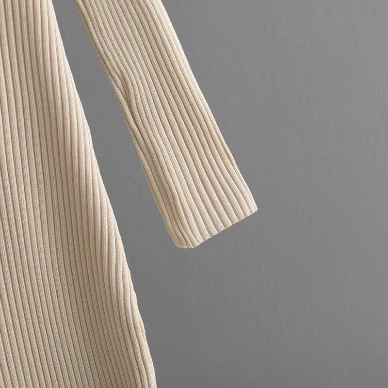 Fall Winter Lazy Wind Loose O-Neck Sweater Dress Women's Long Sleeve Knit Wide Back Hollow Out Dresses