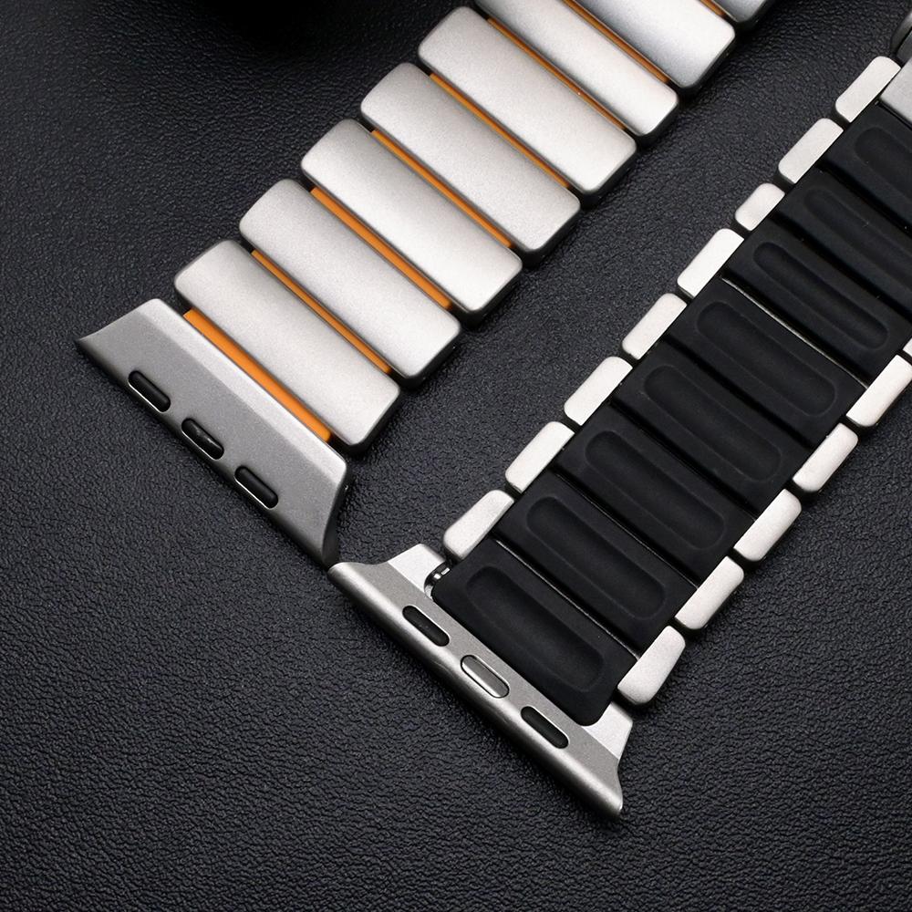 Stainless Steel+Rubber Band for Apple Watch Ultra 3 49mm Series 11 10 46mm Outdoors Wrist Strap for IWatch 9 8 7 6 SE3 44mm 45mm