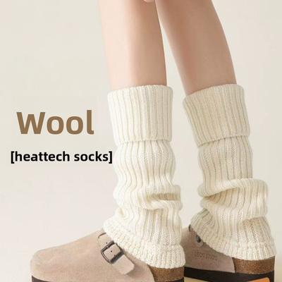 Wool Sock Hoods, White Leg Covers, Slimming Effect. Pair with Boodles Shoes. Winter Thick and Warm Leg Socks.