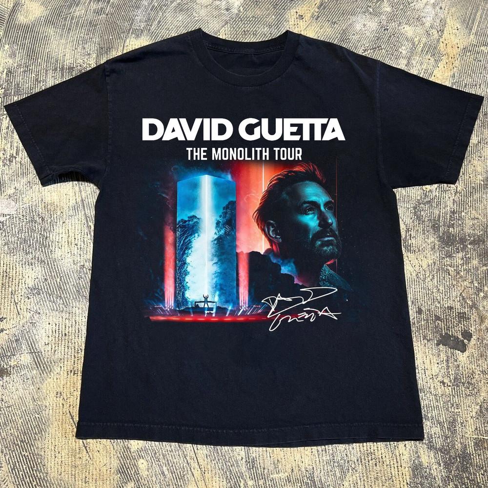 

David Guetta Тур The Monolith 2025 Черная Хлопковая Футболка Полный Размер S-5XL Унисекс Футболка XXXXL