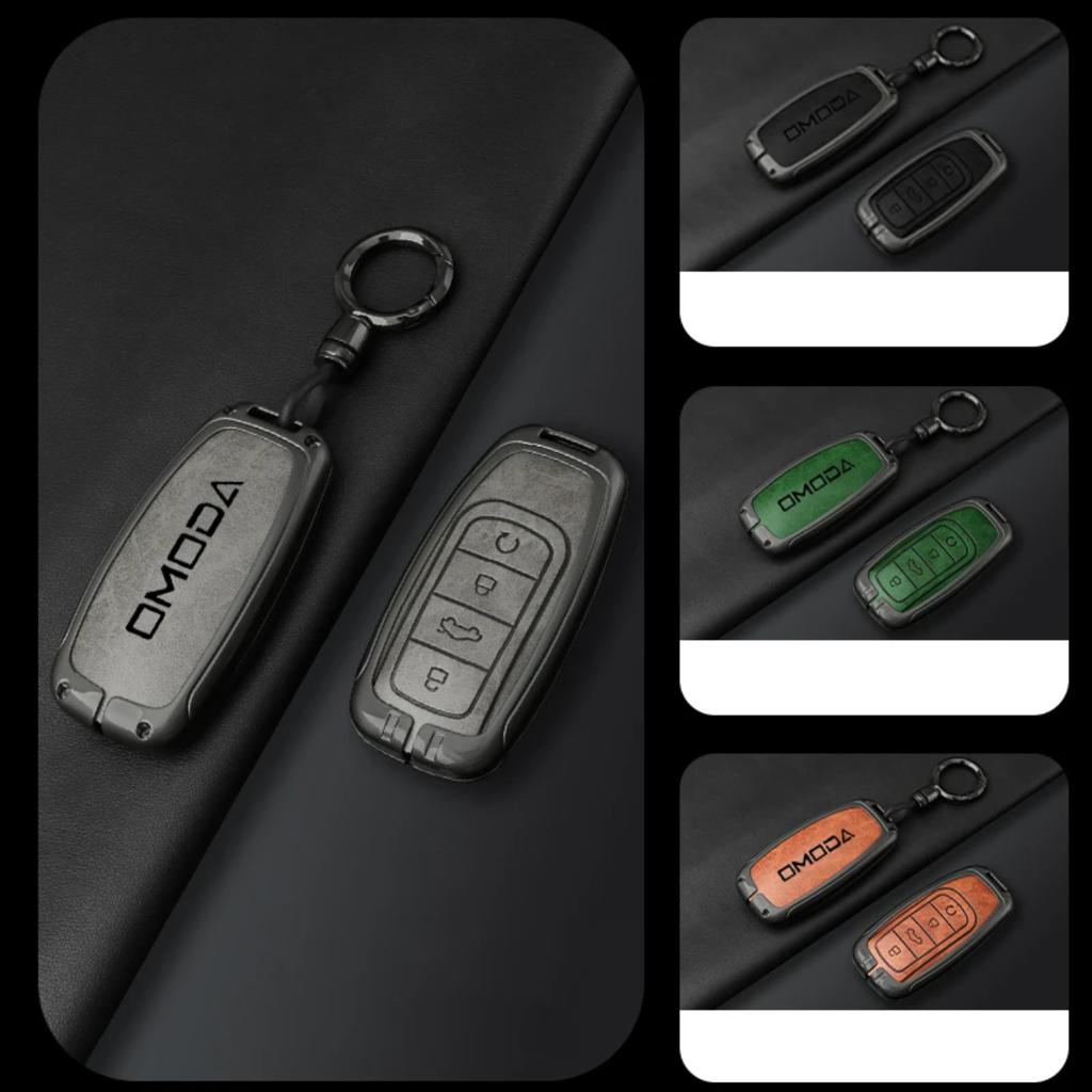Leather Car Key Case Cover For Chery Omoda C5 E5 C9 Omoda 5 9 Ev Phev Protector Key Cover Keychain Car Accessories