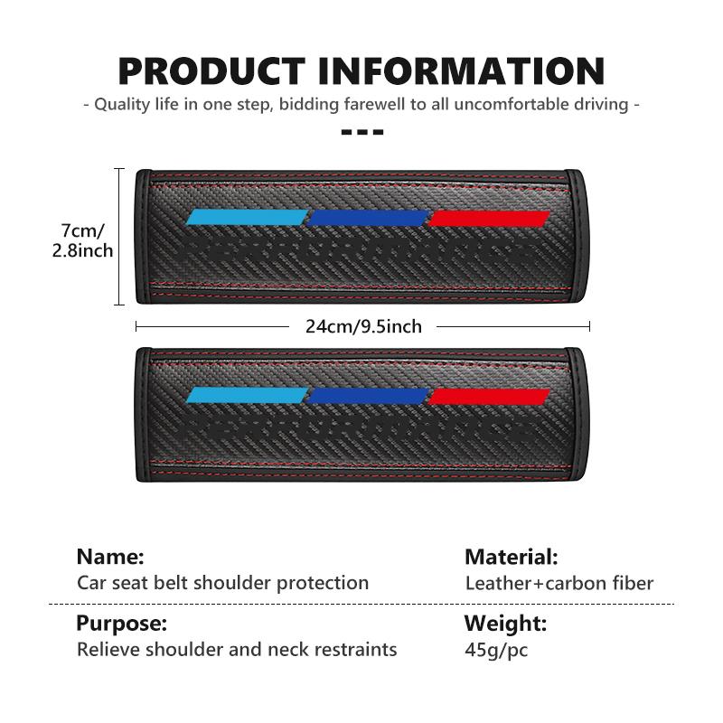 BBKN7 Leather Car Seat Belt Shoulder Breathable Protection Padding Pad For BMW Performance M2 M3 M4 X1 X3 X4 X5 E87 X7 E91 G20