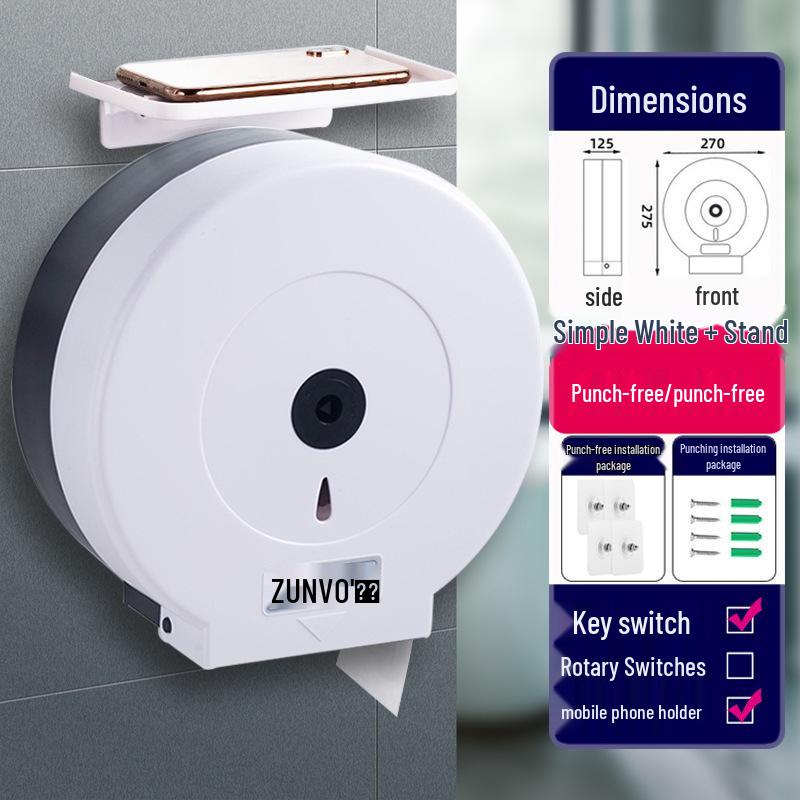 Wall-Mounted Waterproof Jumbo Toilet Paper Holder for Hotel Bathrooms