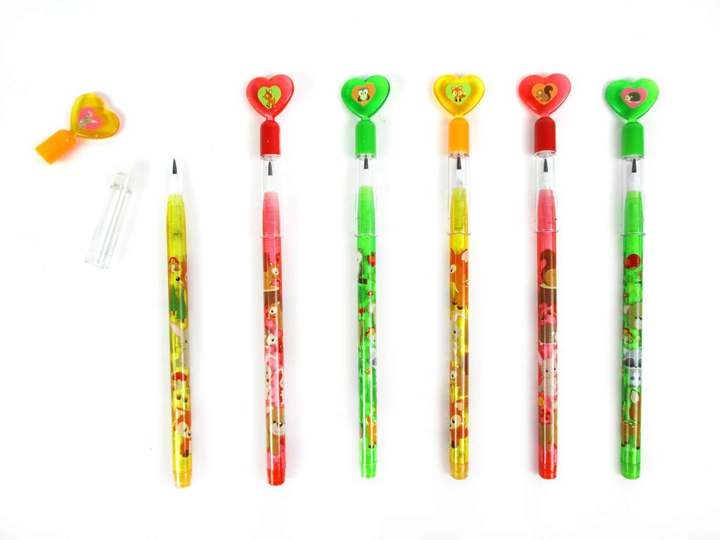Tiny Mills Woodland Animal Stackable Push Pencils Assortment with Erasers Cute Woodland Creatures for Party Favor Classroom Pinata and Carnival Favor