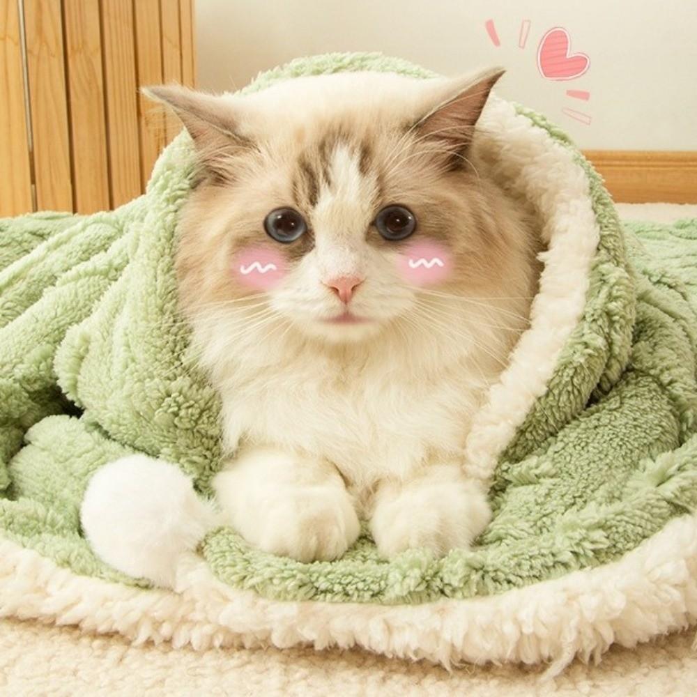 Solid Color Cat Sleeping Mat Thickened Fleece Blanket Comfortable Cat Nest Mat Winter
