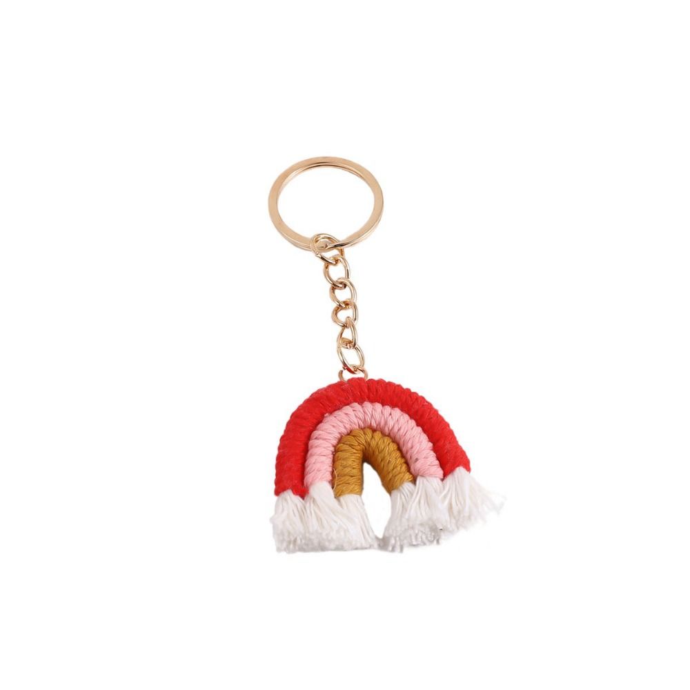 Pretty Three Color Rainbow Key Chain Fashion Knitted Rainbow Keychain  Girl