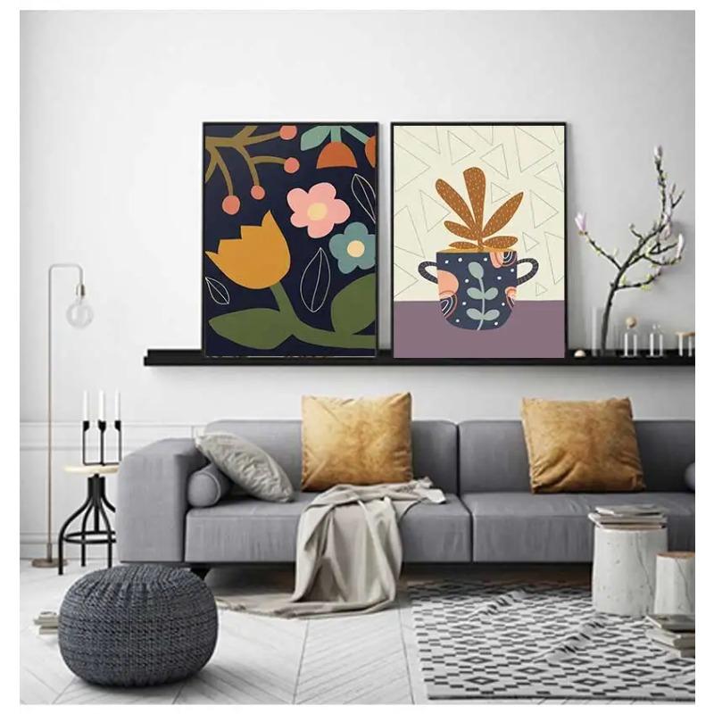 Boho Vase Teapot Flower Pot Plant Posters Prints Abstract Canvas Painting Nordic Wall Art Pictures Living Room Home Decor