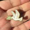 Peace Dove Olive Branch Enamel Brooch Pin Animal Dove Badge