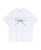 ROIDESROIS Ribbon Print Oversized Short Sleeve T-Shirt (White)