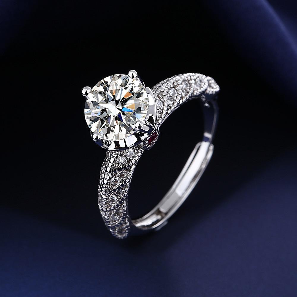 2026 Korean Version Ring Women s Living Diamond Ring Crown Queen Diamond Set Birthday Gift Resizable