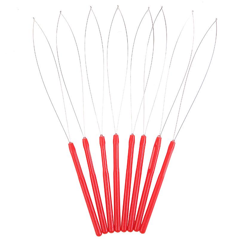 Plastic Handle Steel Wire Crochet Hook for Hair Extensions and Beading - Stainless Steel DIY Tool