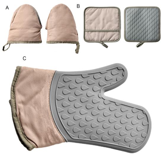 1Pc Oven Mitt Easy To Clean Non-slip Heat Resistant Anti-scald Silicone BBQ Tray Microwave Glove for Bakery