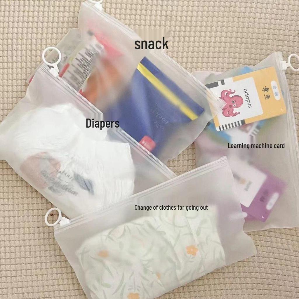 Frosted Waterproof Travel Drawstring Bag with Clear Zipper for Multifunctional Storage