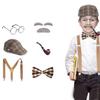 Old Man Costume Set, Grandpa Costume Accessories Including  Fake Beard Eyebrows Hat Eyeglasses for Kid Halloween Cosplay
