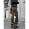 Niche Slim-fit Personalized Hip-hop Camouflage Straight-leg Jeans Men's Versatile Fashion Multi-pocket Splicing Design Overalls