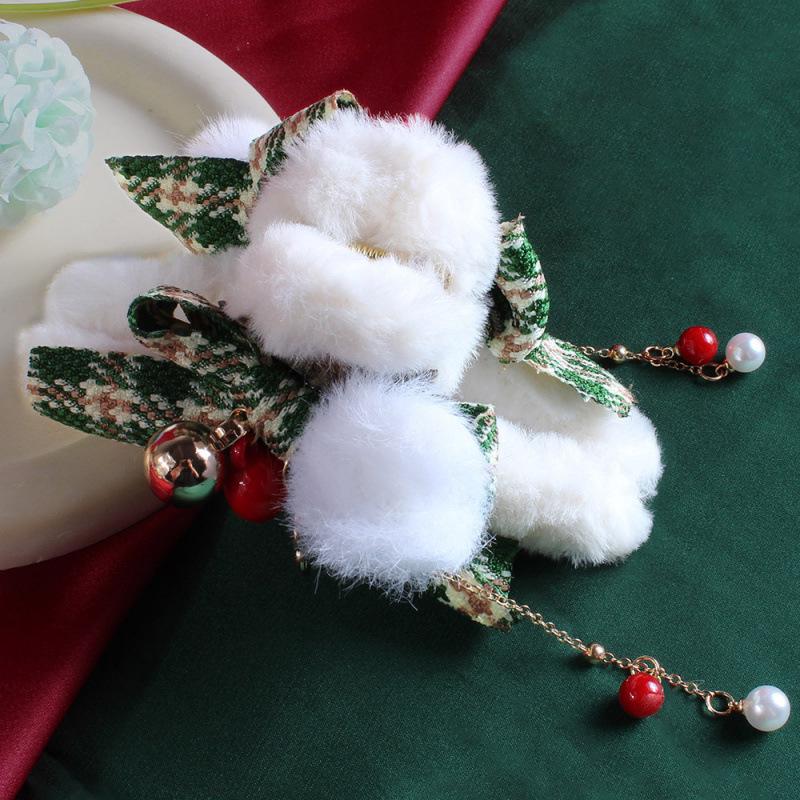 Women s Christmas Antler & Snowflake Pom-pom Hair Clip with Plush Trimmed Shark Clip