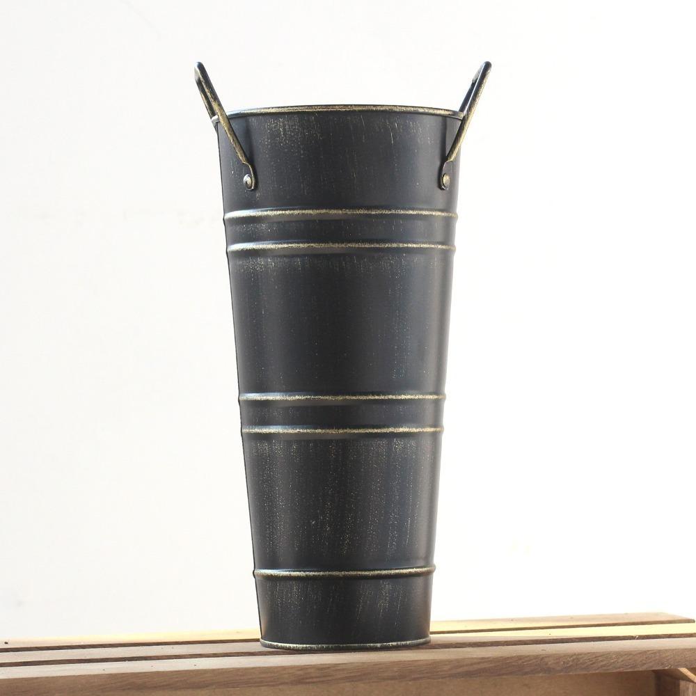 Creative Tin Flower Bucket Round Wrought Vase Beer Barrel Retro Tin Barrel  Wedding