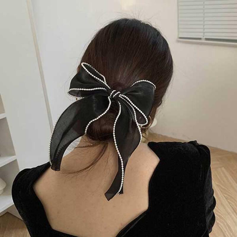 Cudi Modern Chiffon Cubic Hair Point Pin black