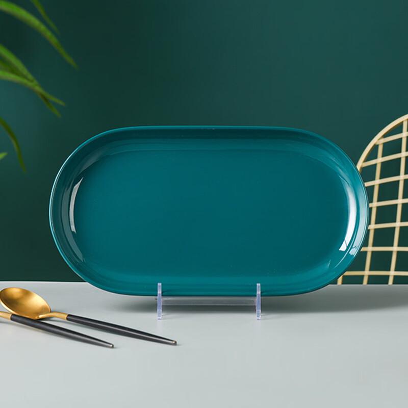 Jingdezhen Nordic Style Underglaze Green Ceramic Deep Fish Plate, 12-inch