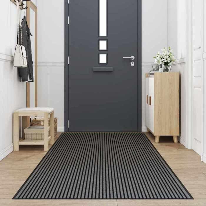 VidaXL Black and Grey Striped Doormat 115x400 Cm 4105599
