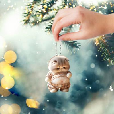 Pot-bellied Cat Acrylic Hanging Decoration Home Indoor Christmas Tree Car Rearview Mirror 2D Flat Big